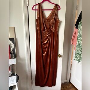 After Six / Dessy Velvet Bridesmaid Dress - Golden Almond 1X